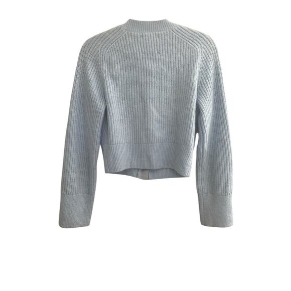 Abercrombie & Fitch XS Cropped Knit Cardigan Faux Pearl Buttons Light Blue - Picture 6 of 8